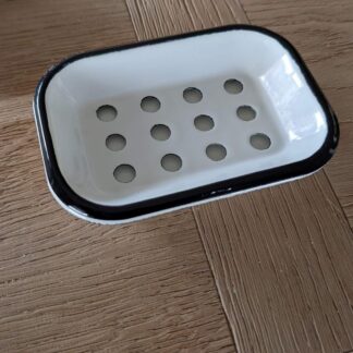 porte savon en métal émaillé blanc